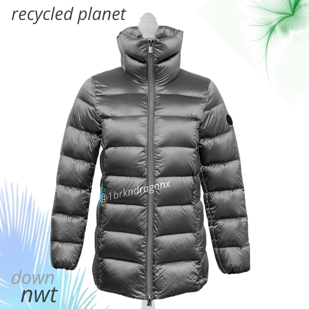 Shiny Silver Metallic Winter Coat Stand-up Collar Down Coat Sustainable